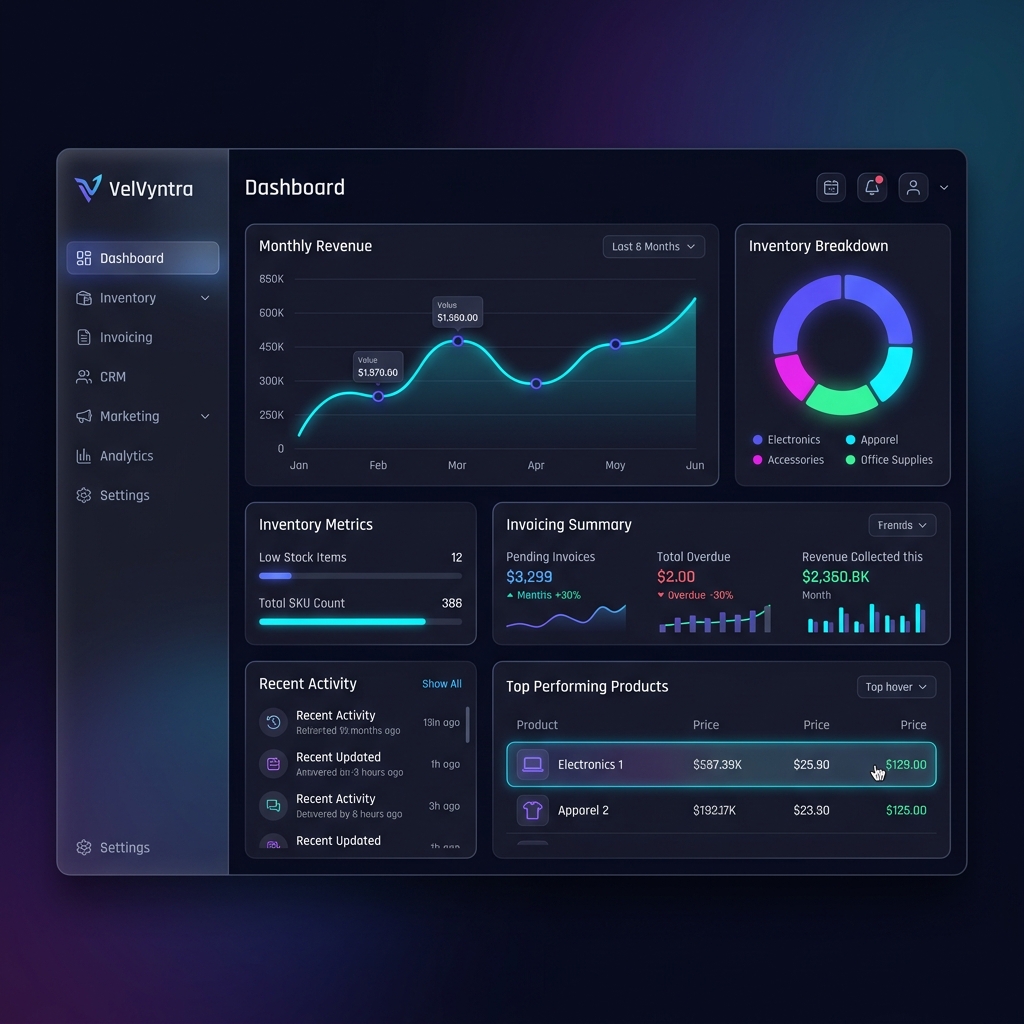 VelVyntra Intelligent Dashboard Preview
